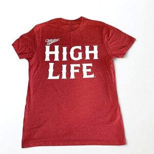 Miller High Life‎ Beer T-Shirt Mens M Red Graphic Logo Short Sleeve Tee